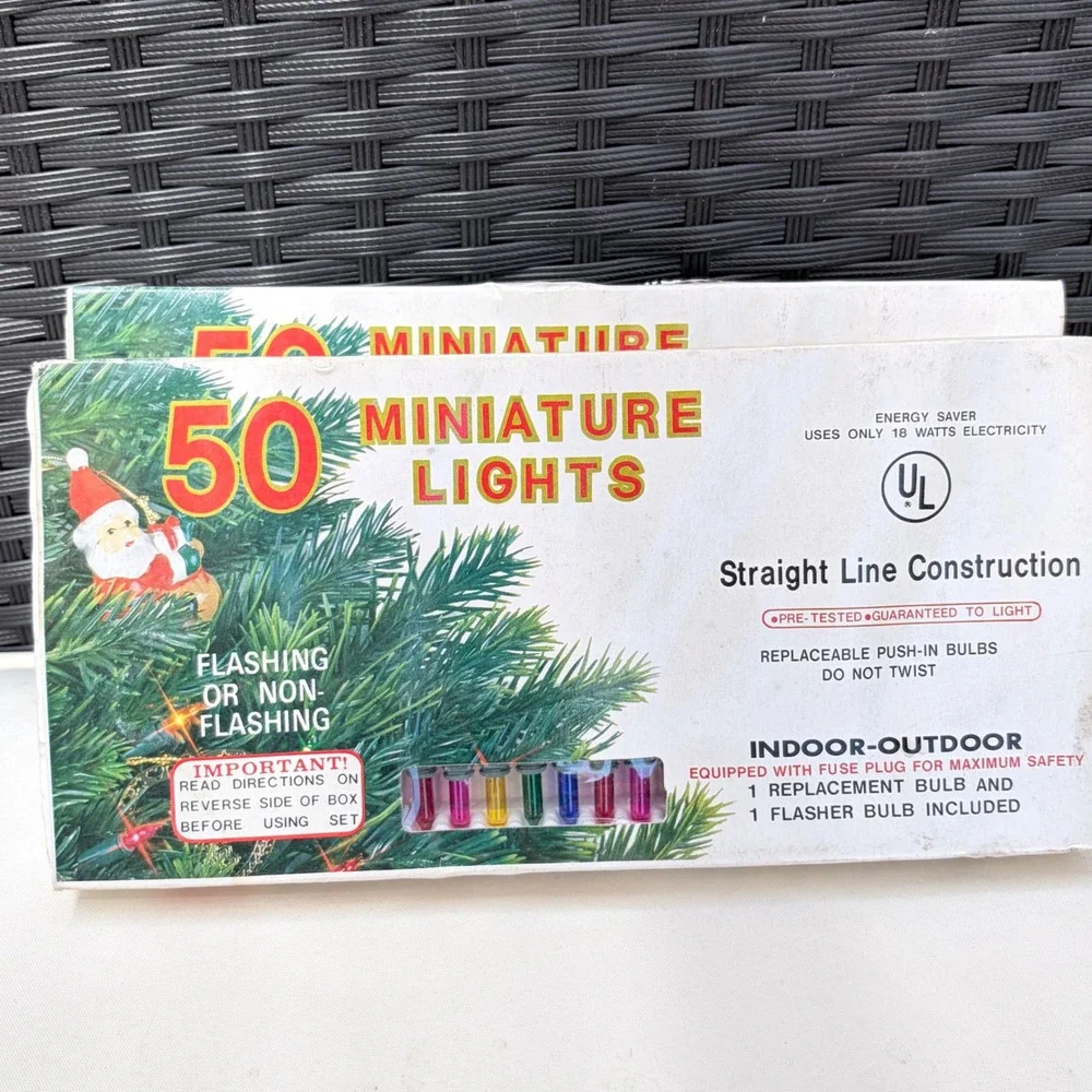 Vintage 50 Miniature Christmas Lights Multi Color Indoor Outdoor Lot of 2 Boxes